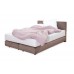 Pat Boxspring Alviano tapitat simplu, cu inaltime capat pat 90 cm, saltea inclusa, fara topper